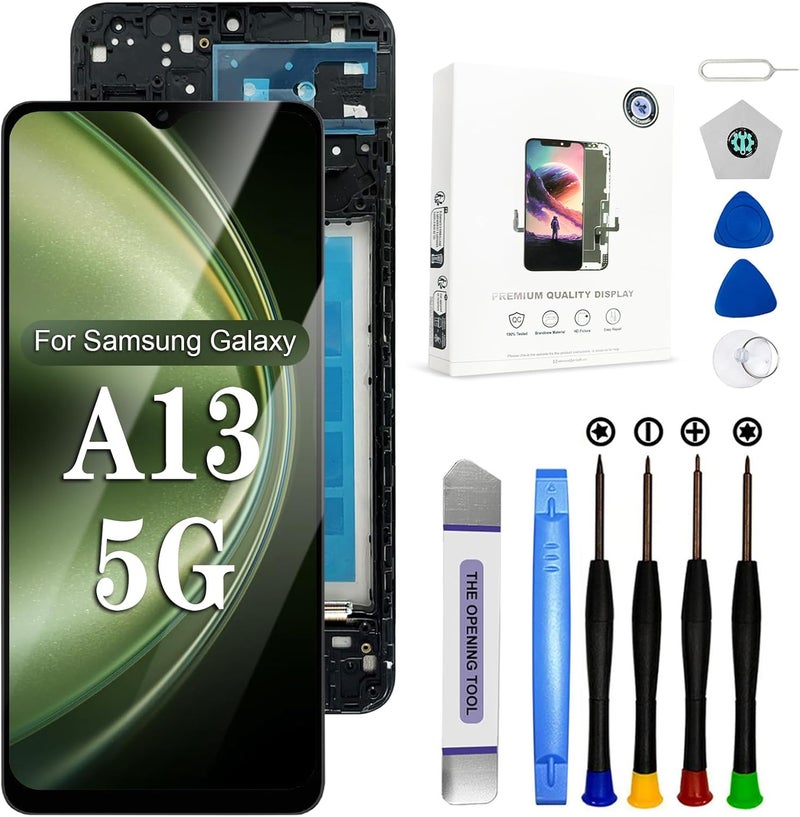 EFAITHFIX Store for Samsung Galaxy A13 5G Screen Replacement with Frame 6.5 Inch LCD Display Digitizer for Samsung A13 A136U S136DL A136A A136W Screen Replacement Kit Touch Screen Assembly with Repair Tools - Image 1